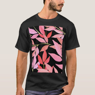 T-shirt Feuilles botaniques, motif sans couture colorée.