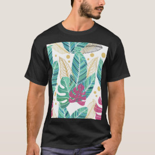 T-shirt Feuilles botaniques tropicaux, conception vintage