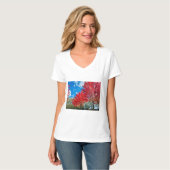 T-shirt Feuilles D'Arbre Rouge Lumineux En Automne (Devant entier)