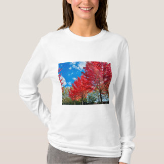 T-shirt Feuilles D'Arbre Rouge Lumineux En Automne