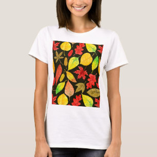 T-shirt Feuilles d'automne aquarelle foncée