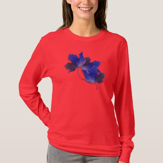T-shirt Feuilles d'automne bleues (Devant)