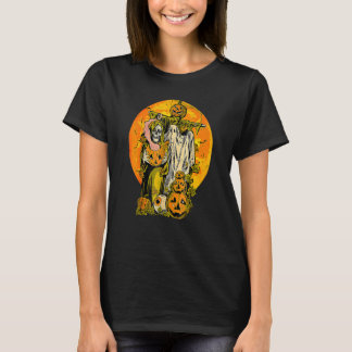 T-shirt Feuilles d'automne d'Halloween Fantôme Citrouille 