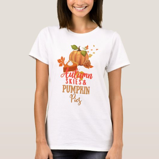 T-shirt Feuilles d'automne et Citrouille (Devant)