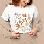 T-shirt Feuilles d'automne et Citrouille<br><div class="desc">Feuilles automnales et T-shirt Citrouille</div>