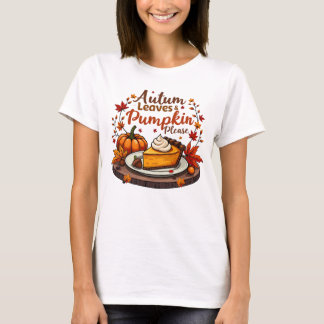 T-shirt Feuilles d'automne et Citrouille S'il vous plaît -