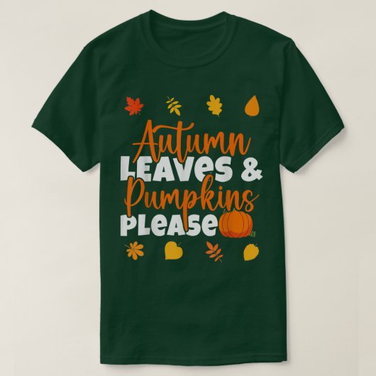 T-shirt Feuilles D'Automne Et Citrouilles S'Il Vous Plaît  (Design devant)