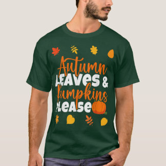 T-shirt Feuilles D'Automne Et Citrouilles S'Il Vous Plaît 