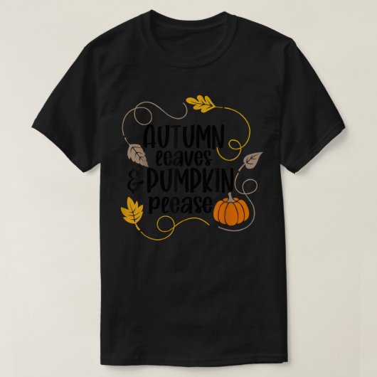 T-shirt Feuilles D'Automne Et Citrouilles S'Il Vous Plaît (Design devant)