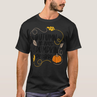 T-shirt Feuilles D'Automne Et Citrouilles S'Il Vous Plaît 