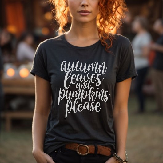 T-shirt Feuilles D'Automne Et Citrouilles S'Il Vous Plaît