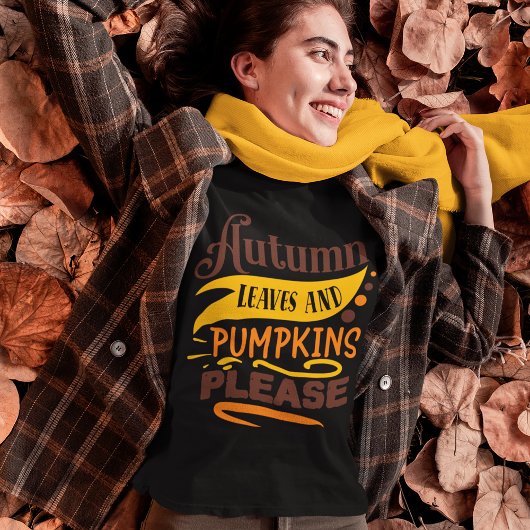 T-shirt Feuilles D'Automne Et Citrouilles S'Il Vous Plaît