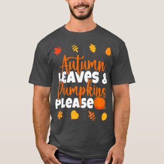 T-shirt Feuilles D'Automne Et Citrouilles S'Il Vous Plaît 