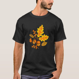 T-shirt Feuilles D'automne Et Glands Tombent Pour Les Femm