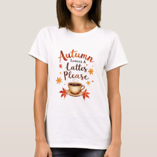 T-shirt Feuilles d'automne & Lattés de Thanksgiving