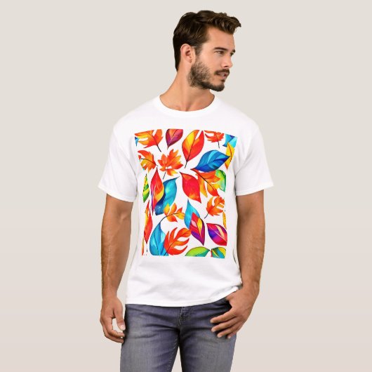 T-shirt Feuilles d'automne Motif Abstrait (Devant entier)