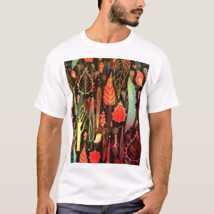 T-shirt Feuilles d'automne : motif transparent foncé.