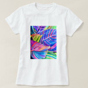 T-shirt Feuilles de canna tropicale aquarelle