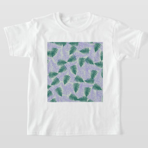 T-shirt Feuilles de fougère vertes violettes Motif de fleu