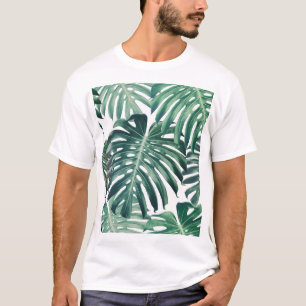 T-shirt Feuilles de la jungle tropicale Arrière - plan flo