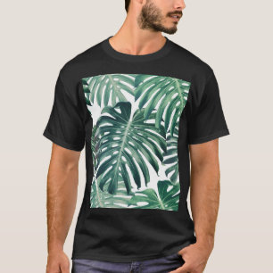 T-shirt Feuilles de la jungle tropicale Arrière - plan flo