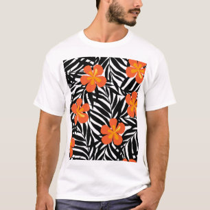T-shirt Feuilles de palmiers tropicaux, application vintag