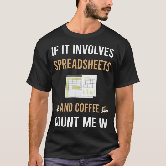 T-shirt Feuilles De Tableaux De Café Et De Tableur (Devant)