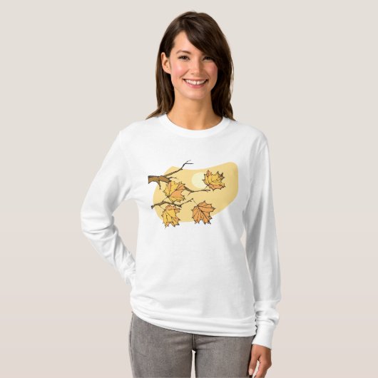 T-shirt Feuilles d'érable d'automne avec Branches et couch (Devant entier)