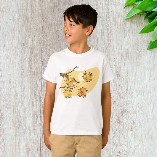T-shirt Feuilles d'érable d'automne avec Branches et couch