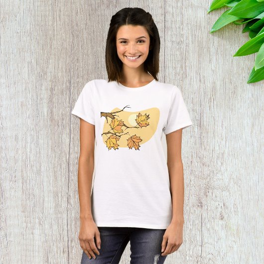 T-shirt Feuilles d'érable d'automne avec Branches et couch