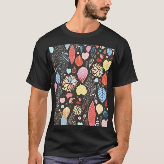 T-shirt Feuilles et oiseaux d'automne. (Devant)