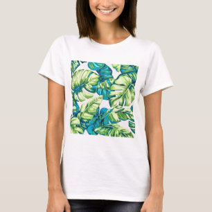 T-shirt Feuilles tropicaux colorés de Banana et Monstera