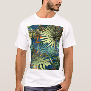 T-shirt Feuilles tropicaux, formes géométriques motif
