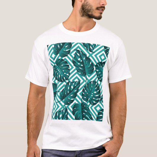 T-shirt Feuilles tropicaux : Motif Floral sans joint. (Devant)