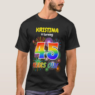 T-shirt Feux d'artifice amusants, aspect arc-en-ciel "45",