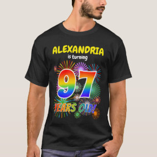 T-shirt Feux d'artifice amusants, aspect arc-en-ciel "97",