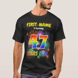 T-shirt Feux d'artifice amusants, Regard d'arc-en-ciel "47