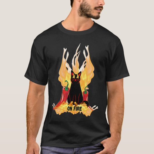 T-shirt Feux d'artifice chat noir (Devant)