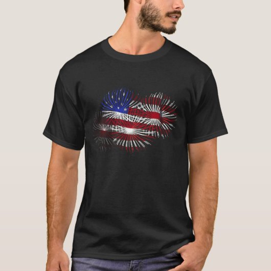 T-shirt Feux d'artifice de drapeau des Etats-Unis (Devant)