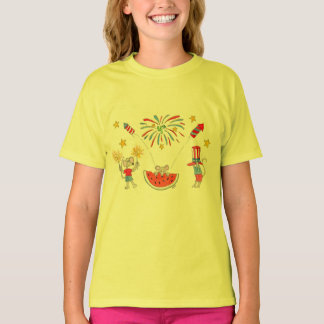 T-shirt Feux d'artifice du 4 juillet avec des souris et de