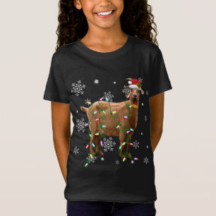 T-Shirt Feux de Noël Amoureux de chèvre Amusant Noël Noël
