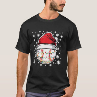 T-shirt Feux de Noël Basball avec des flocons de neige