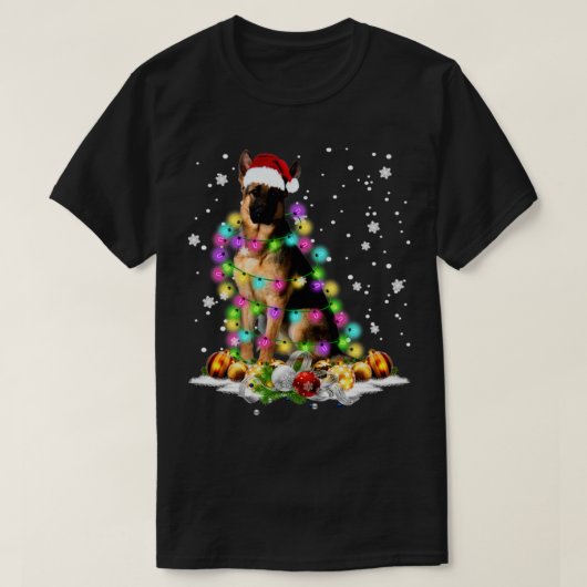 T-shirt Feux de Noël berger allemand Joyeux Noël (Design devant)