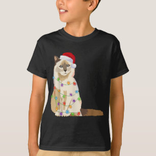 T-shirt Feux de Noël Birman Cat Noël Amoureux des chats Pè