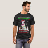 T-shirt Feux de Noël de chien Bull terrier Noël laid S (Devant entier)