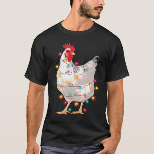 T-shirt Feux de Noël de poulet avec Santa Hat Funny Paja