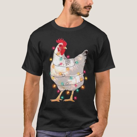 T-shirt Feux de Noël de poulet avec Santa Hat Funny Paja (Devant)