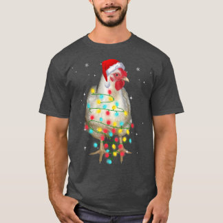 T-shirt Feux de Noël de poulet Fantaisie Noël Père Noël An