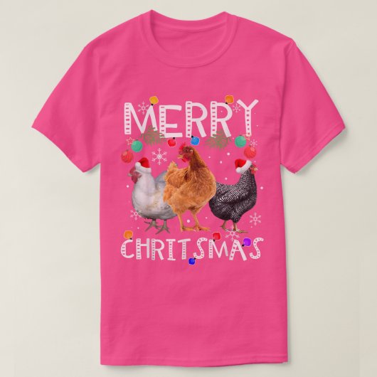 T-shirt Feux de Noël de poulet Joyeux Noël Poulet (Design devant)