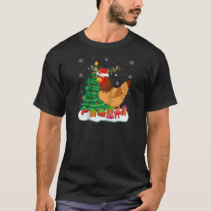 T-shirt Feux de Noël de poulet Rindeer Père Noël Chapeau C